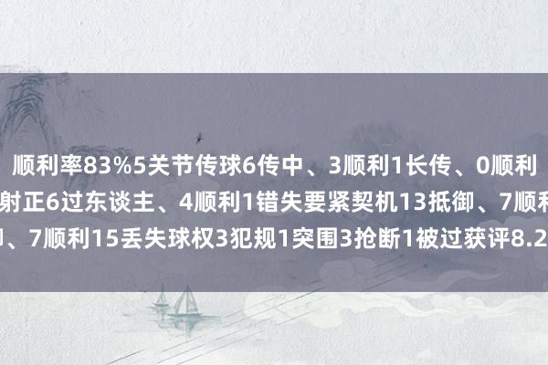 顺利率83%5关节传球6传中、3顺利1长传、0顺利1创造要紧契机2射门、0射正6过东谈主、4顺利1错失要紧契机13抵御、7顺利15丢失球权3犯规1突围3抢断1被过获评8.2分    体育赛事直播