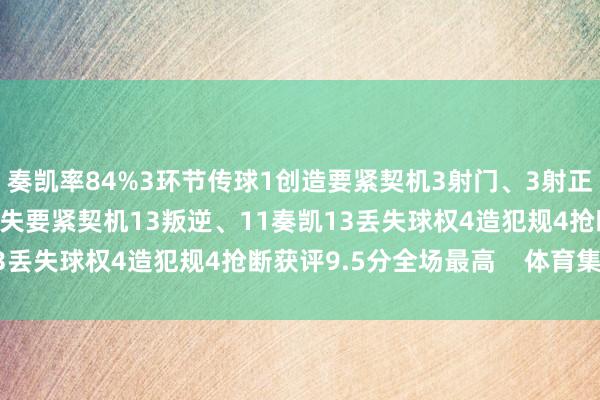 奏凯率84%3环节传球1创造要紧契机3射门、3射正4过东谈主、3奏凯1错失要紧契机13叛逆、11奏凯13丢失球权4造犯规4抢断获评9.5分全场最高    体育集锦