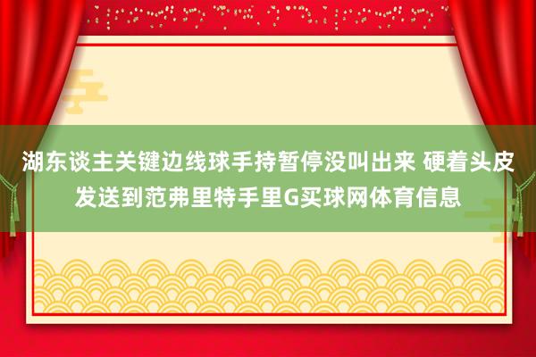 湖东谈主关键边线球手持暂停没叫出来 硬着头皮发送到范弗里特手里G买球网体育信息